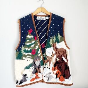 Bob Mackie vintage Knit Vest with Animal Design